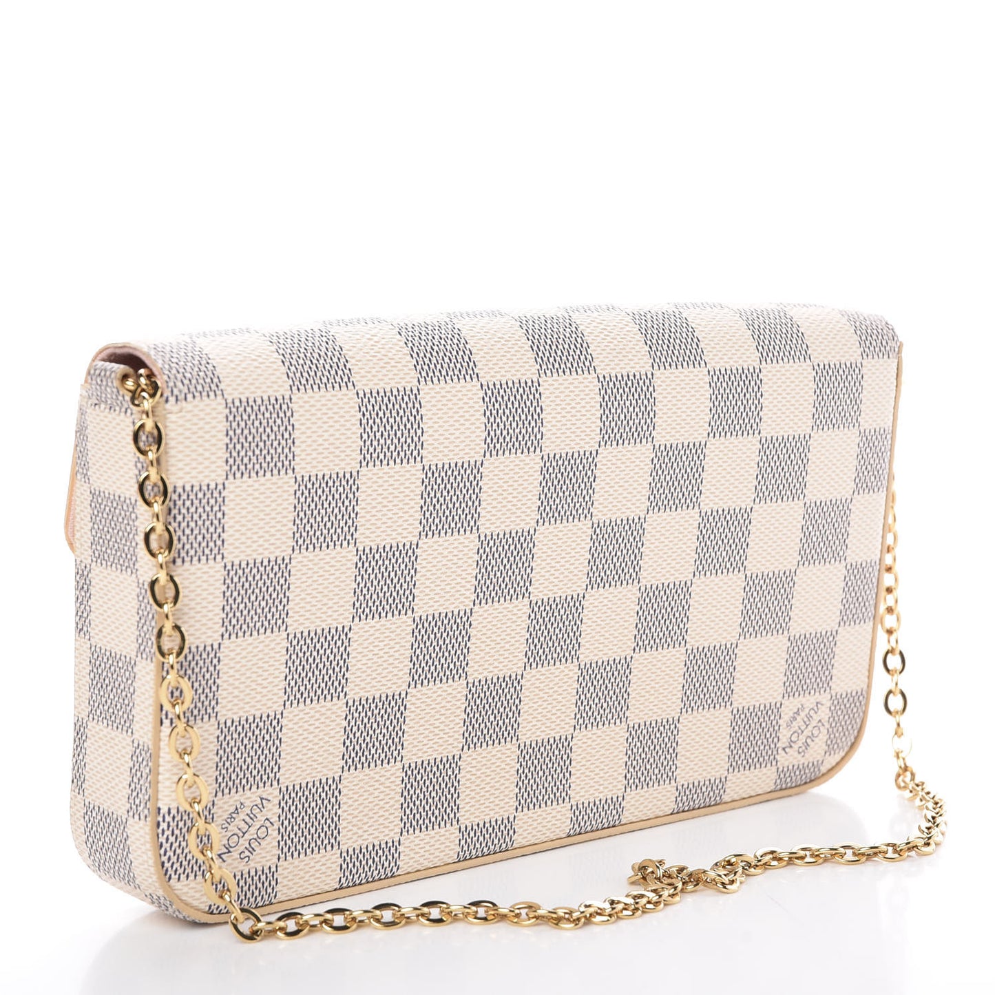 Damier Azur Pochette Felicie Chain Wallet Rose Ballerine