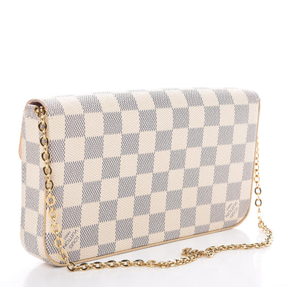 Louis Vuitton Damier Azur Pochette Felicie Chain Wallet Rose Ballerine 2 of 8