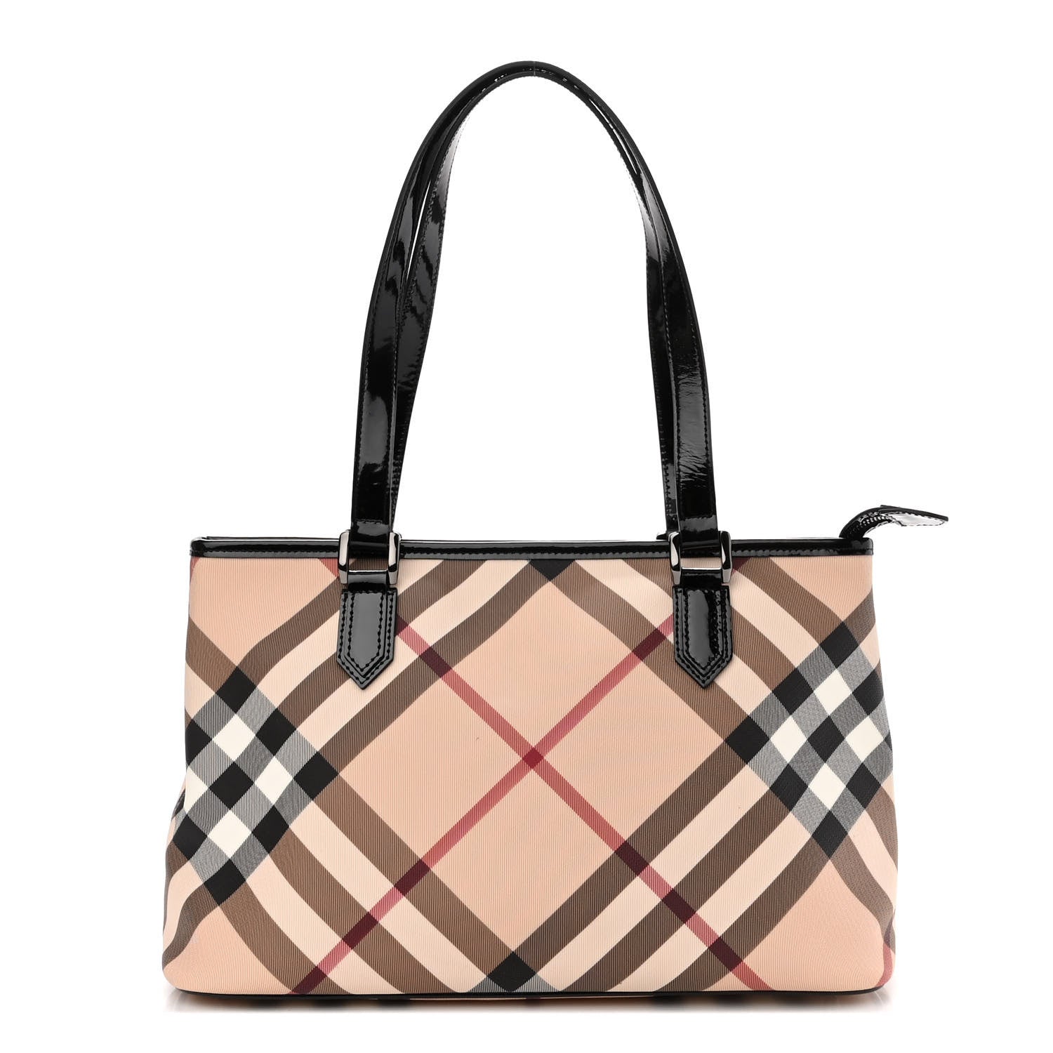 Burberry Nova Check Patent Trim Shopper Tote Black 1 of 10