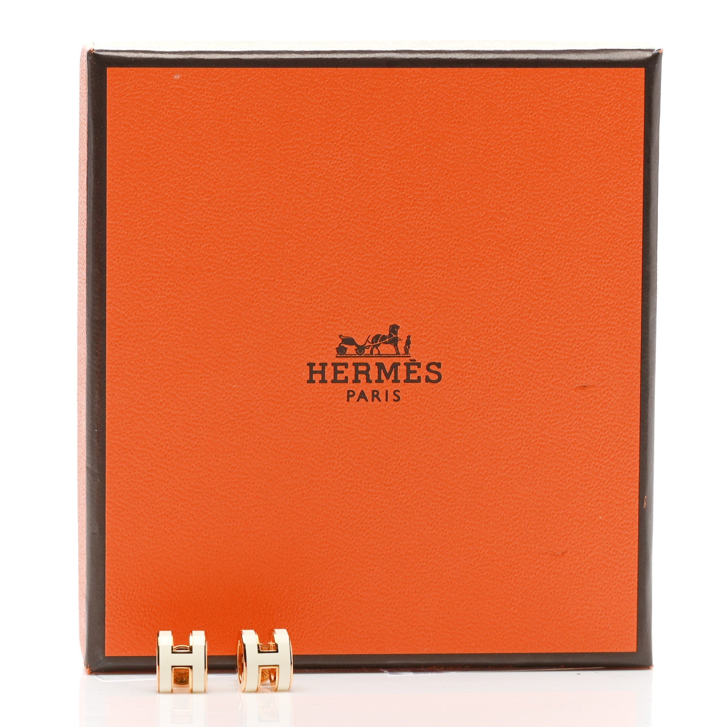 Hermes Gold Lacquered Mini Pop H Earrings White 6 of 6