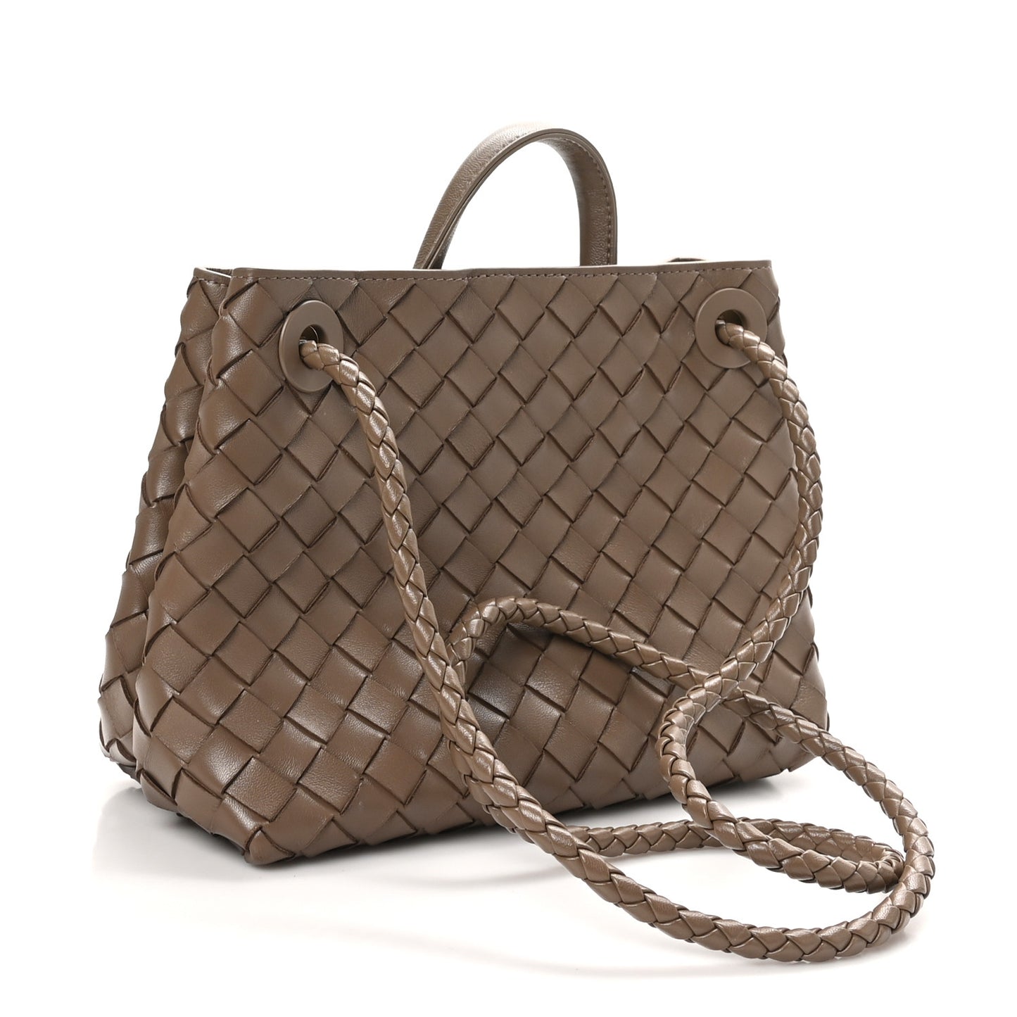 Nappa Intrecciato Small Andiamo Shoulder Bag Taupe Grey