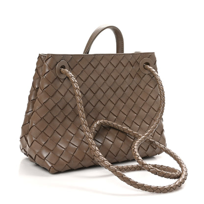Bottega Veneta Nappa Intrecciato Small Andiamo Shoulder Bag Taupe Grey 3 of 9