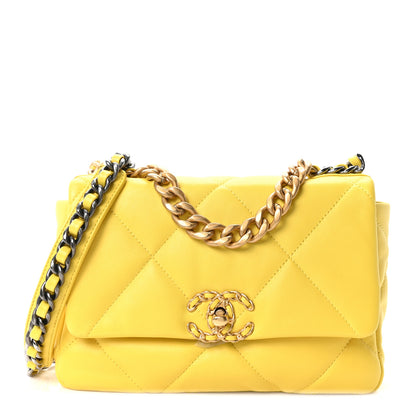 Chanel Lambskin Quilted Medium Chanel 19 Flap Yellow 1 of 10