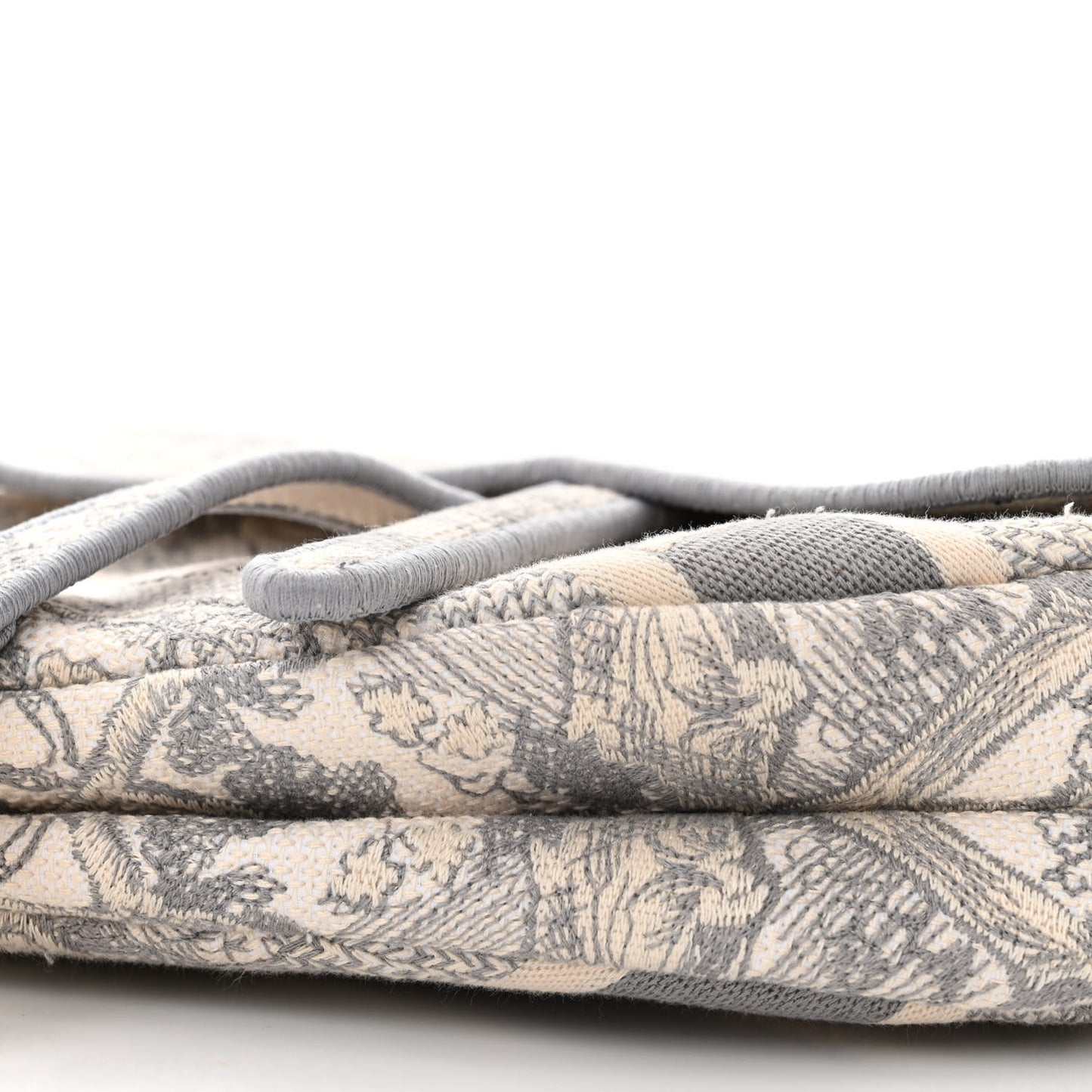 Canvas Embroidered Toile de Jouy Saddle Bag Gray