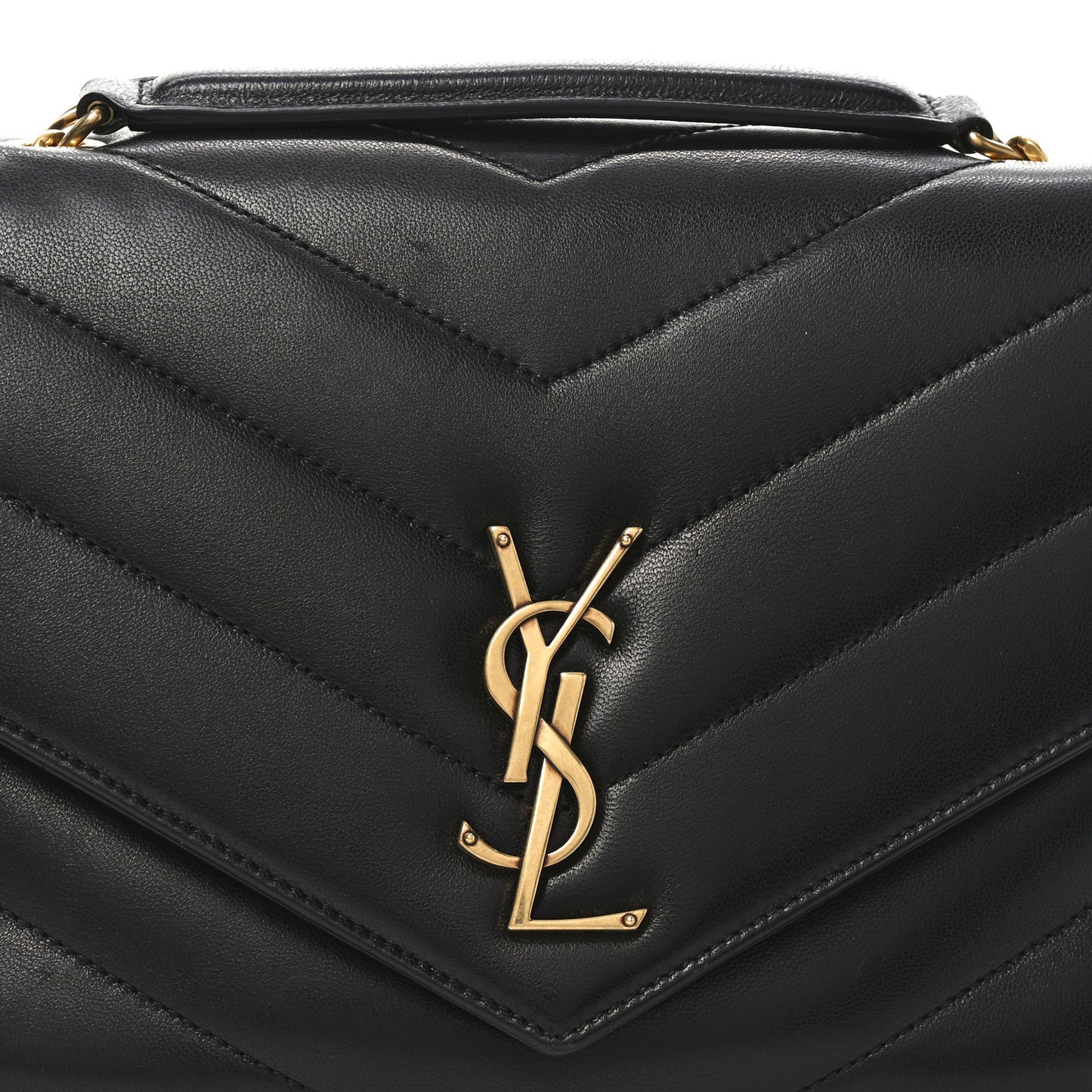 Lambskin Matelasse Chevron Medium Loulou Black