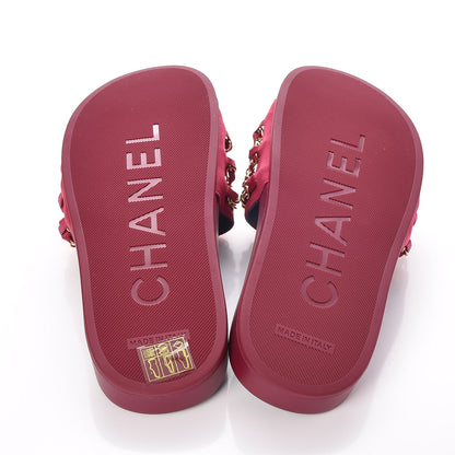 Chanel Satin Chain Flat Sandals 35 Dark Fuchsia 5 of 8