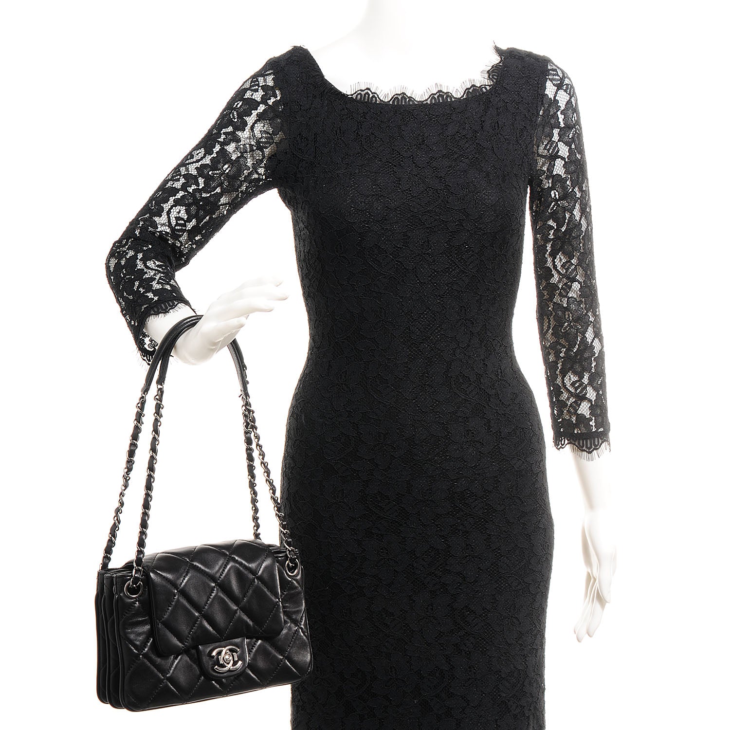 Chanel Lambskin Quilted 3 Flap Black 2 of 6