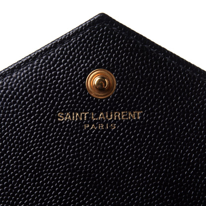 Saint Laurent Grain De Poudre Matelasse Chevron Monogram Chain Wallet Black 5 of 11