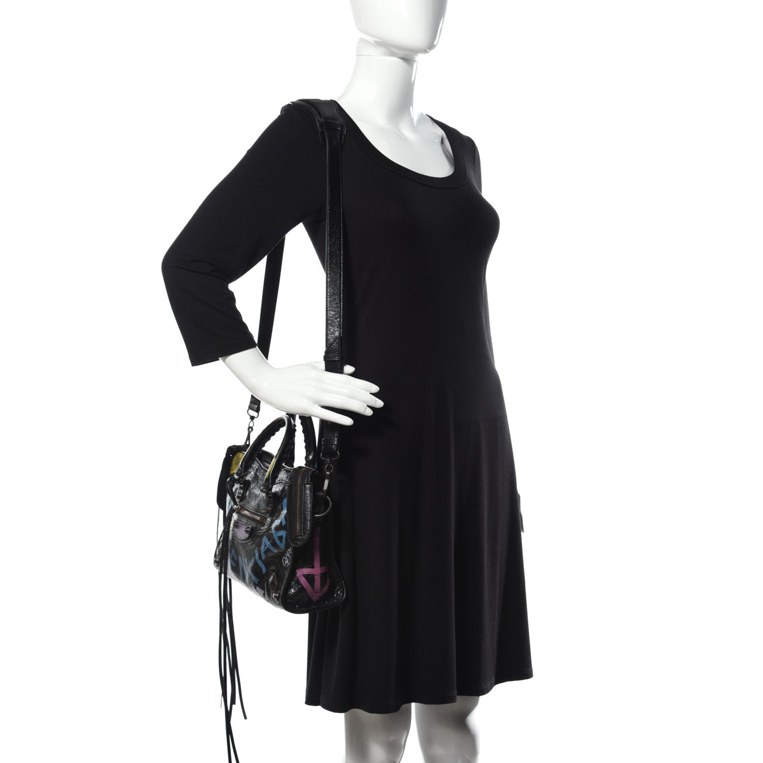Balenciaga Agneau Graffiti All Over Classic Hardware S City Black Multicolor 2 of 9