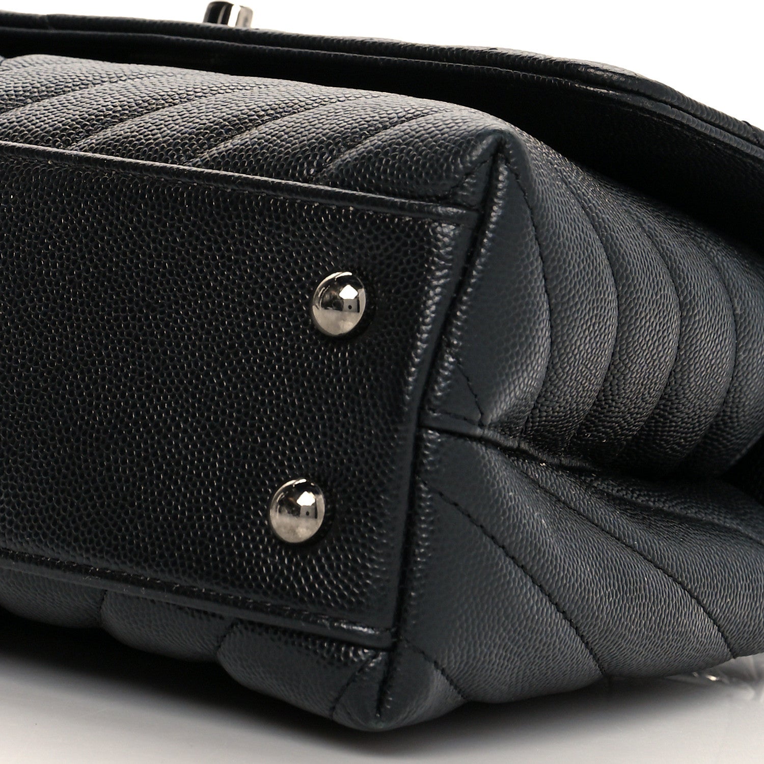 Chanel Caviar Chevron Quilted Mini Coco Handle Flap Black 10 of 11