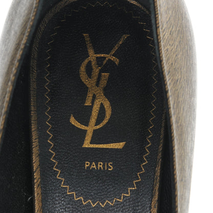 Saint Laurent Calfskin Horse Print Tribtoo 80 Pumps 39 Gold 7 of 8