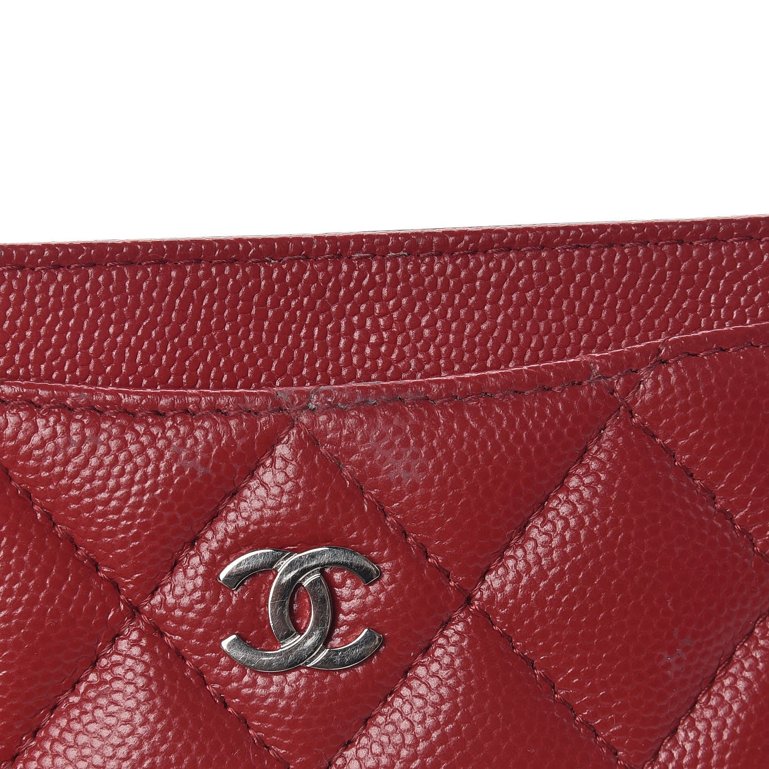Chanel Caviar Quilted CC Card Holder Dark Red 9 of 11