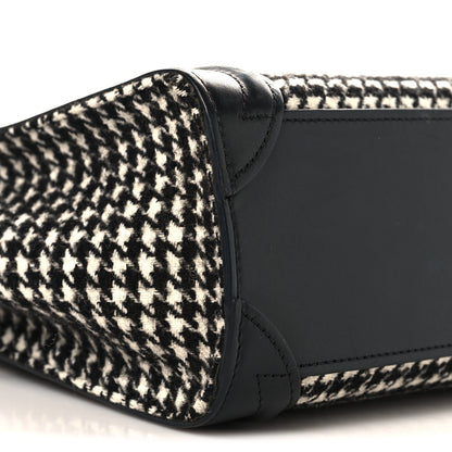 Celine Smooth Calfskin Houndstooth Nano Luggage White Black 9 of 11