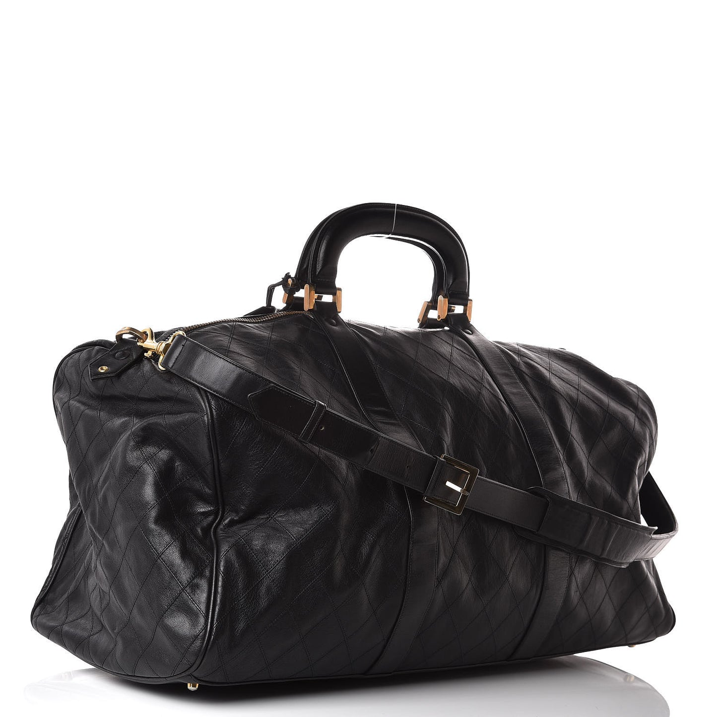 Calfskin Stitched Duffel Bag Black
