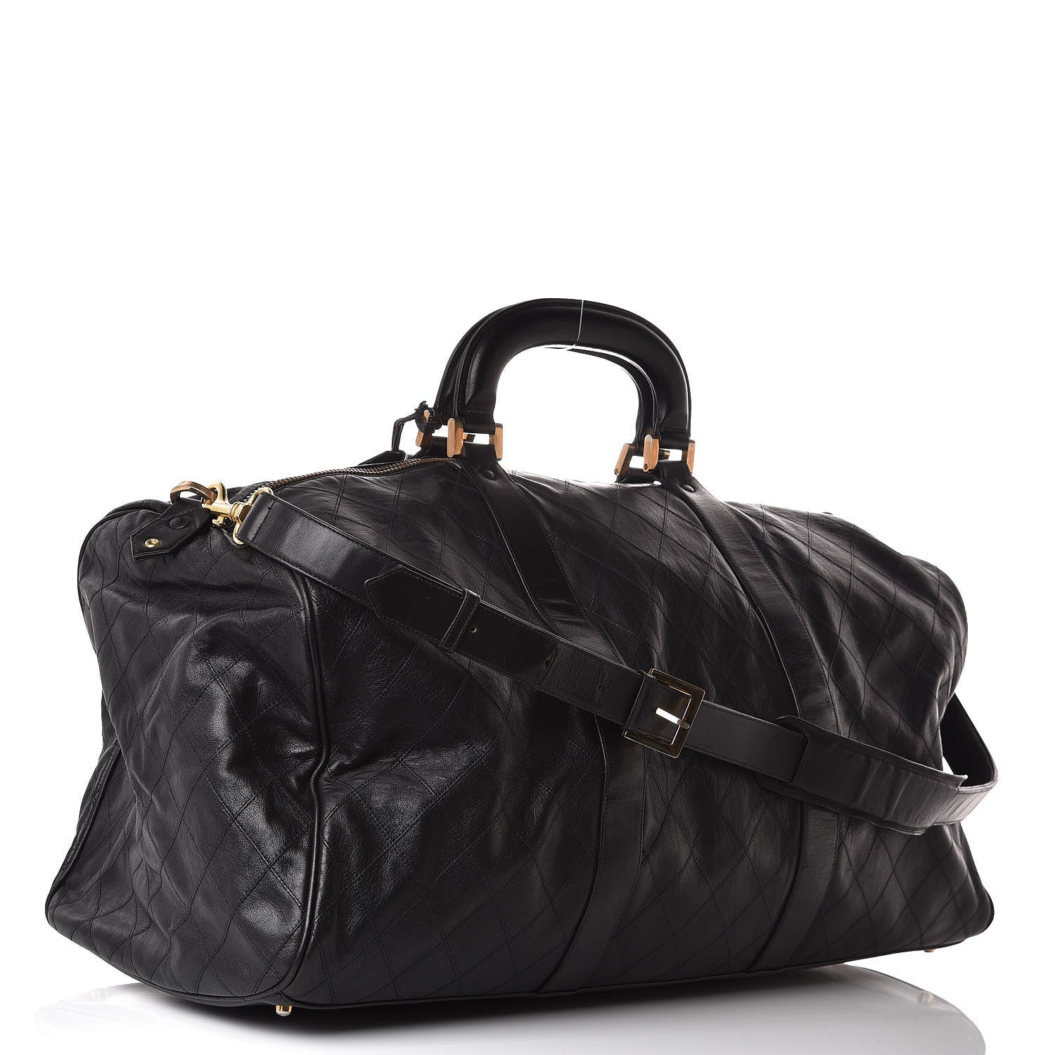 Chanel Calfskin Stitched Duffel Bag Black 3 of 12