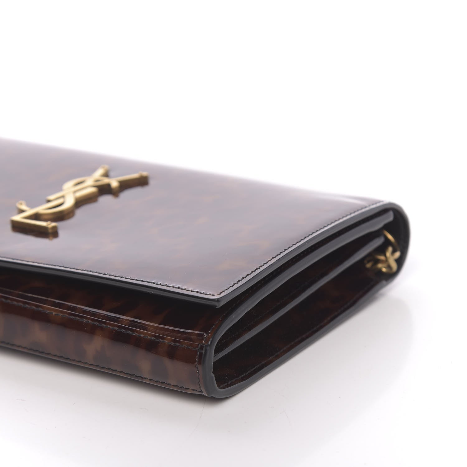 Saint Laurent Patent Monogram Chain Wallet Tortoiseshell 9 of 11