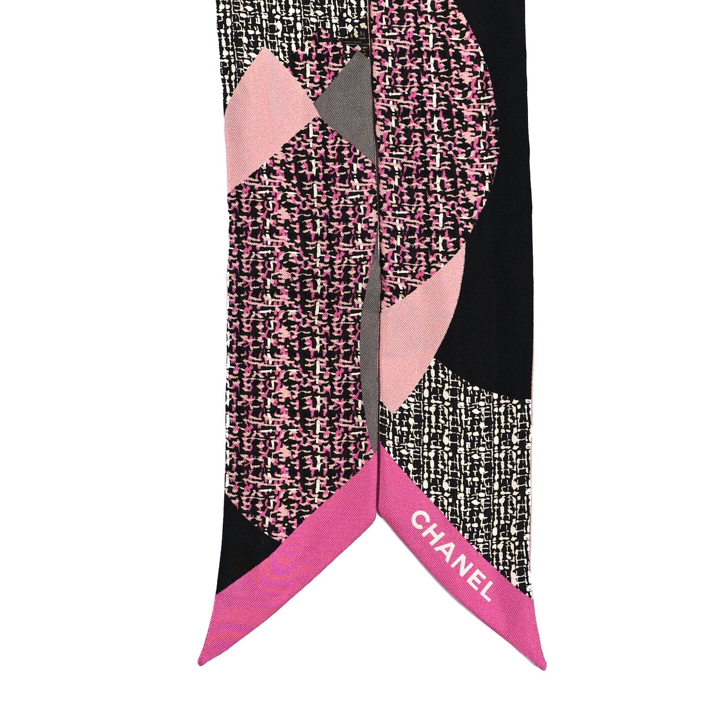 Silk Twill Slim Bandeau Scarf Pink Grey Light Pink