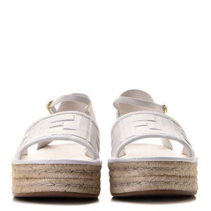 Fendi Nappa FF Embossed Espadrille Platform Sandals 37 Snow 9 of 15
