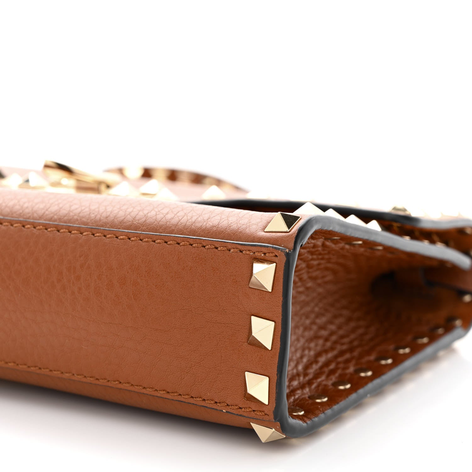 Valentino Garavani Pebbled Calfskin Medium Rockstud Flip Lock Crossbody Bag Saddle Brown 9 of 9