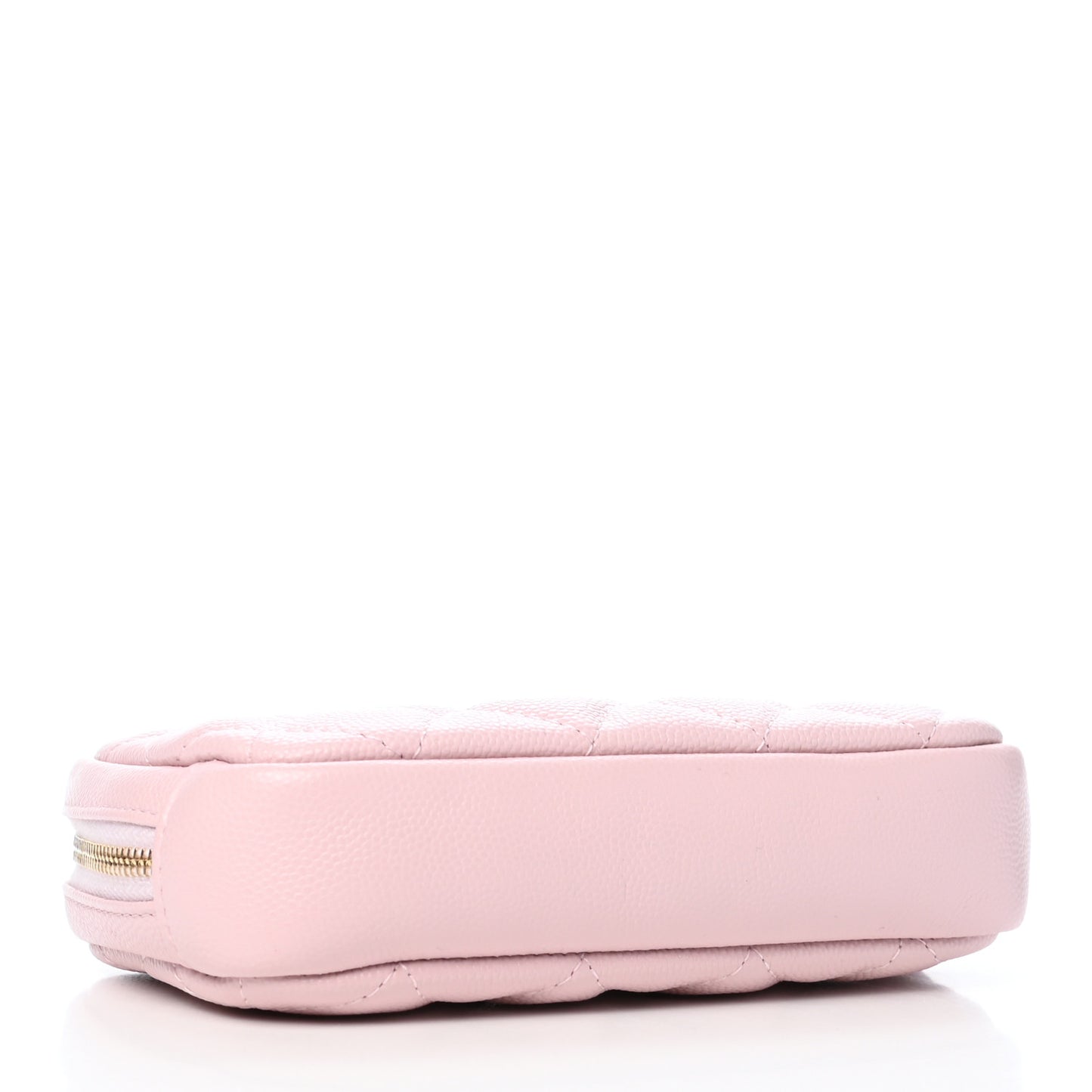Caviar Quilted Small Curvy Pouch Cosmetic Case Light Pink