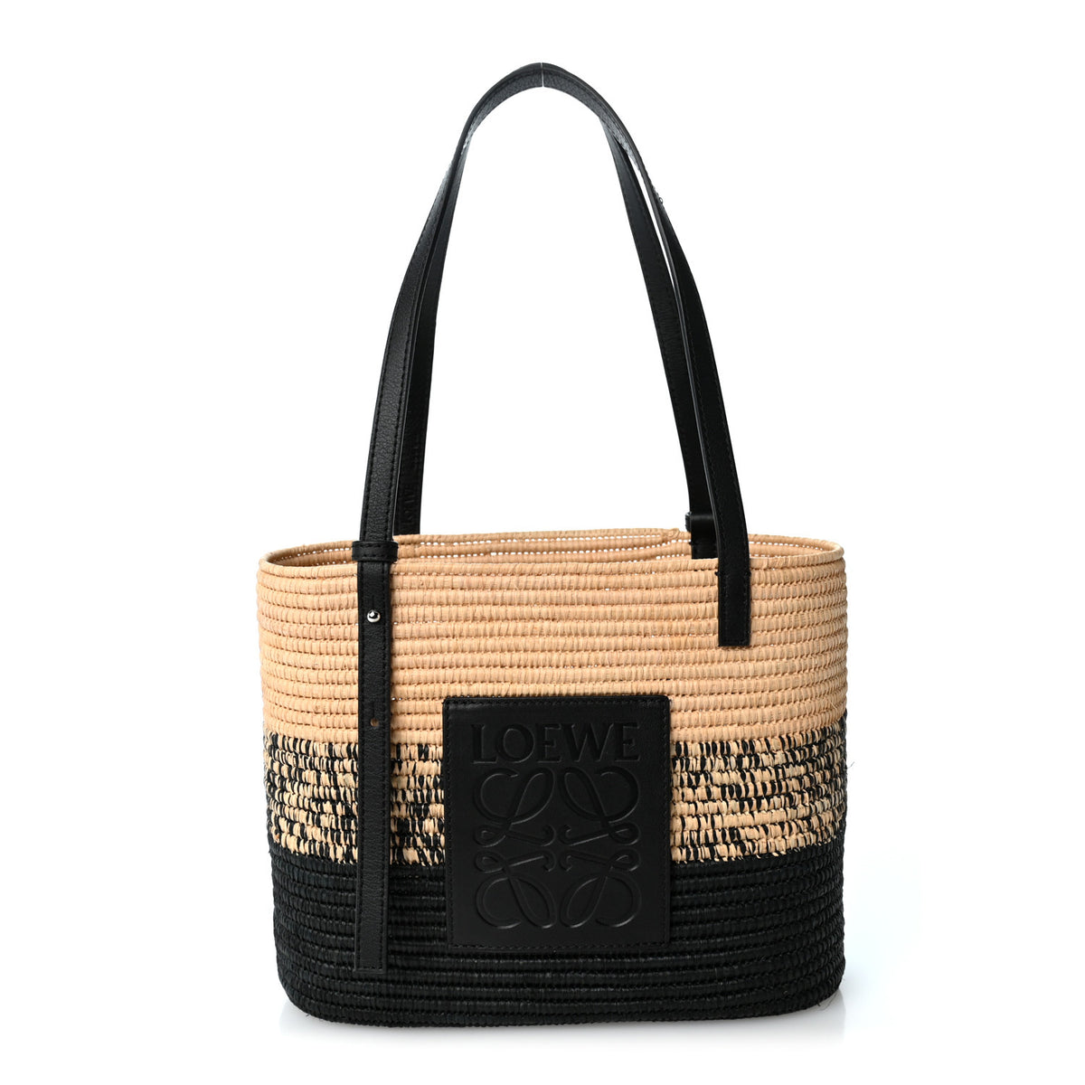 Loewe Raffia Small Square Basket Tote Bag Natural Black 1 of 9