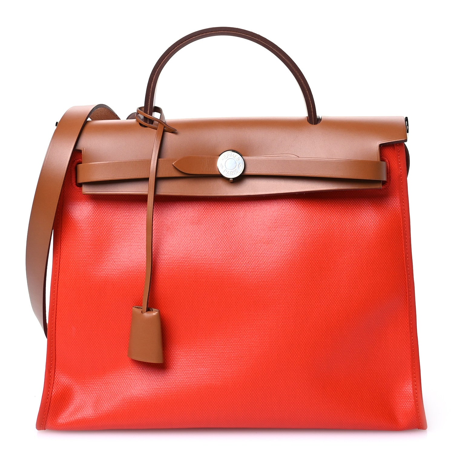 Hermes Toile H Berline Vache Hunter Herbag Zip 31 PM Capucine Fauve 1 of 11
