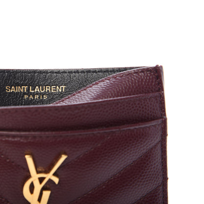Saint Laurent Grain De Poudre Matelasse Chevron Monogram Credit Card Case Rouge Legion 6 of 7