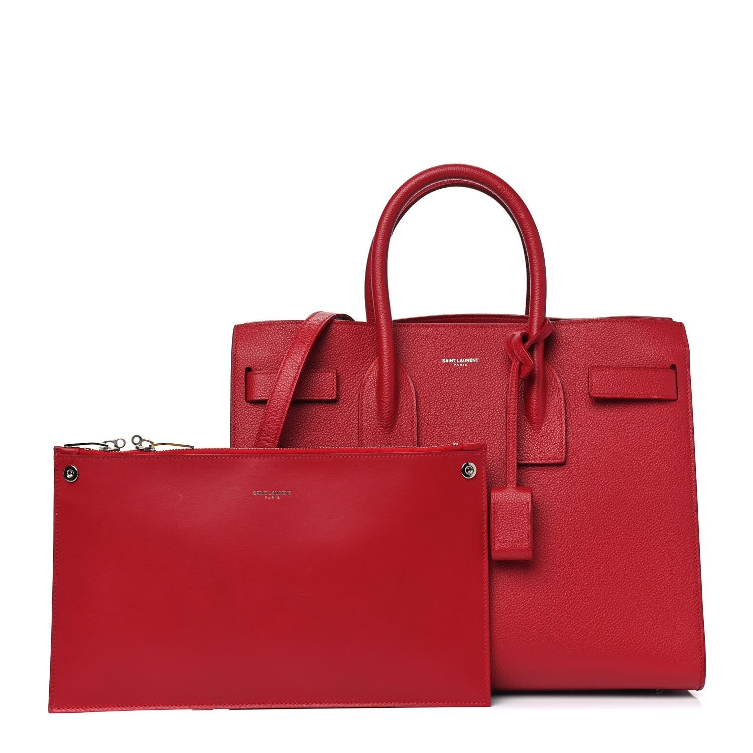 Saint Laurent Grained Calfskin Small Sac De Jour Lipstick Red 7 of 7