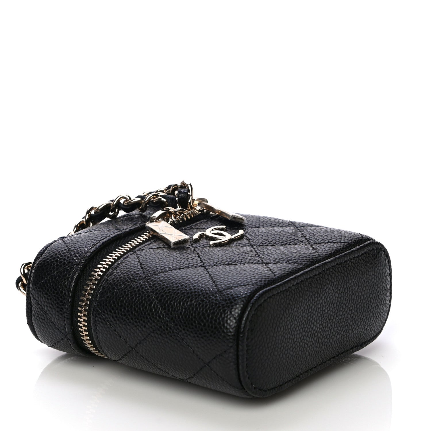 Chanel Caviar Quilted Small Handle With Care Vanity Case With Chain Black 4 of 7
