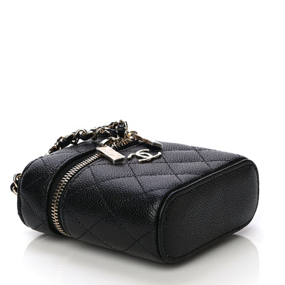 Chanel Caviar Quilted Small Handle With Care Vanity Case With Chain Black 4 of 7