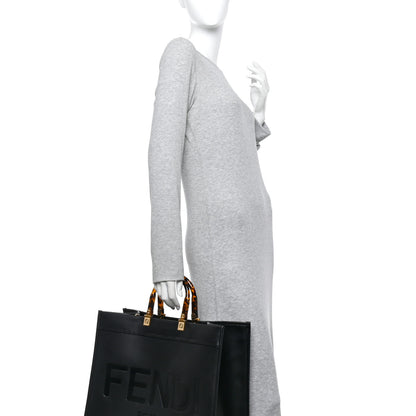 Fendi Vitello King Plexiglass Large Fendi Sunshine Shopper Tote Black 2 of 11