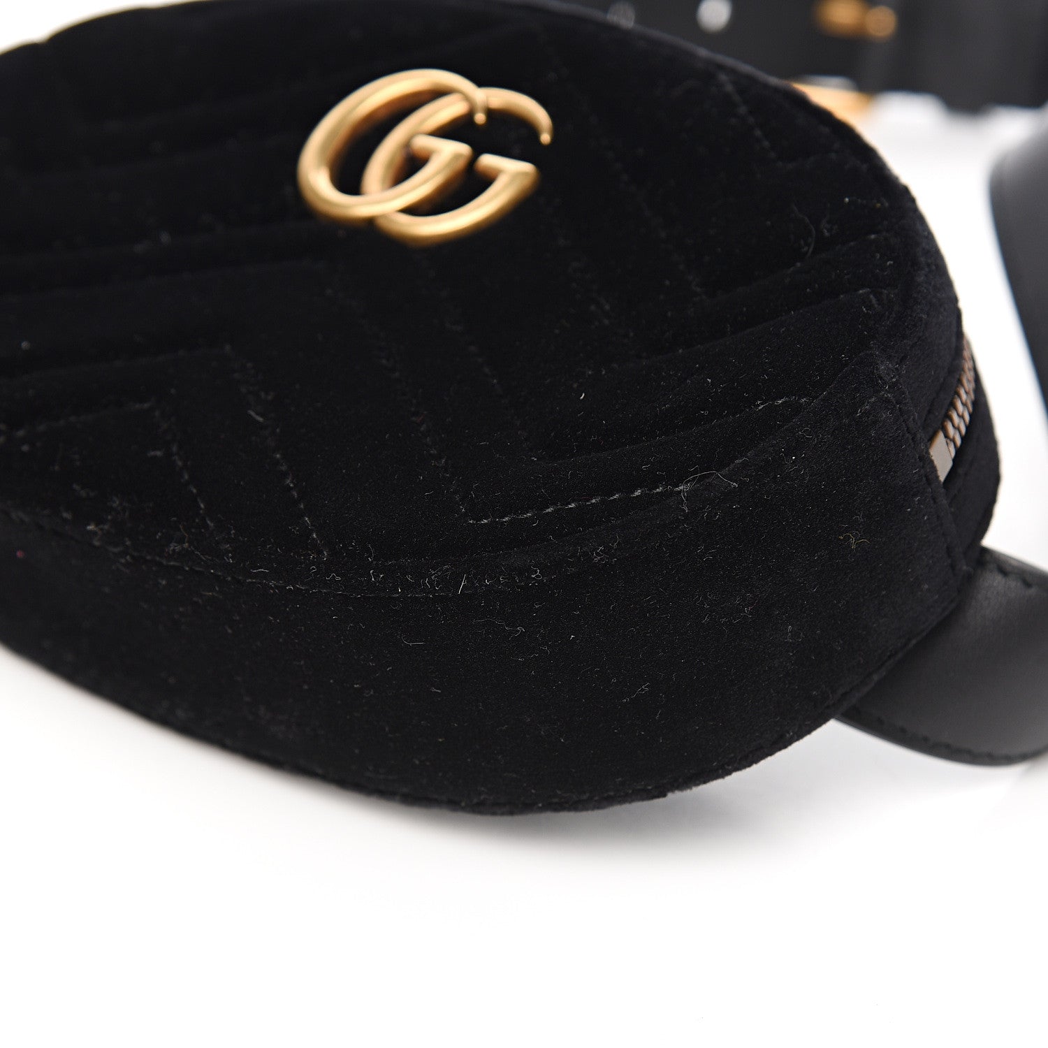Gucci Velvet Matelasse GG Marmont Belt Bag 85 34 Black 8 of 8