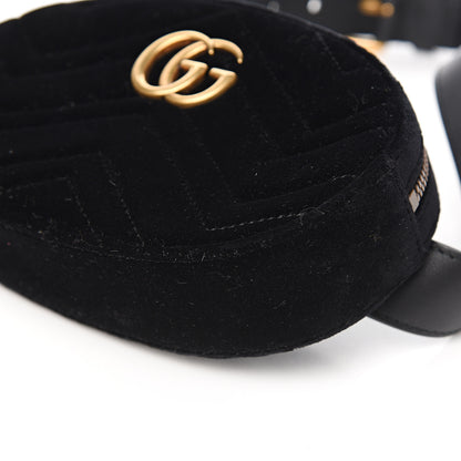 Gucci Velvet Matelasse GG Marmont Belt Bag 85 34 Black 8 of 8
