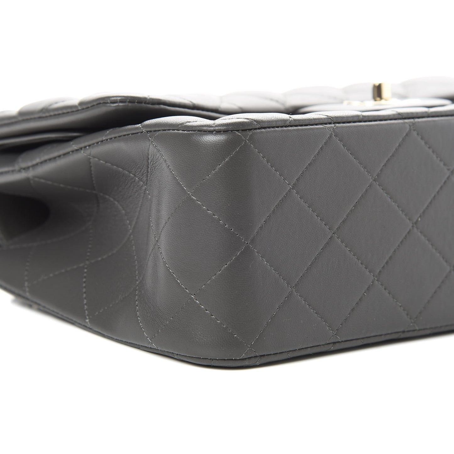 Lambskin Quilted Jumbo Double Flap Grey