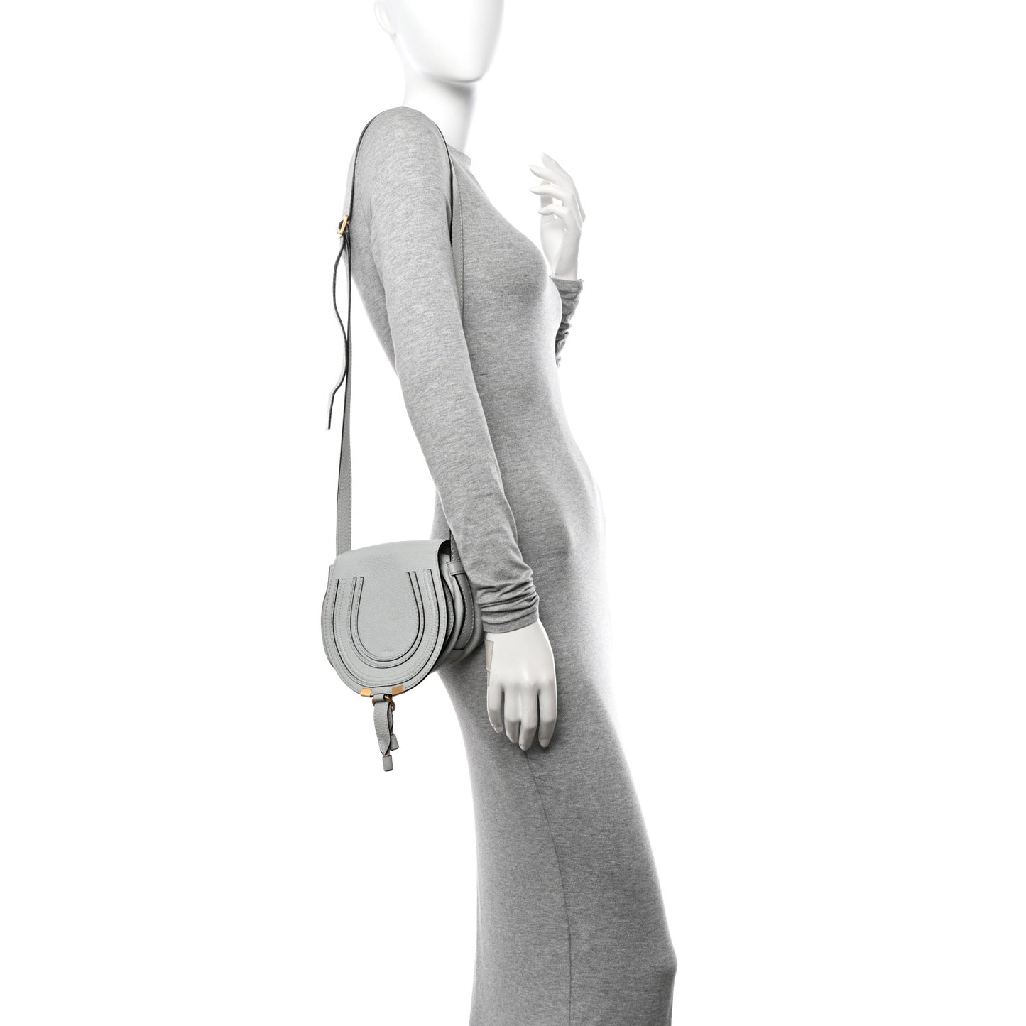 Calfskin Mini Marcie Round Crossbody Bag Faded Blue