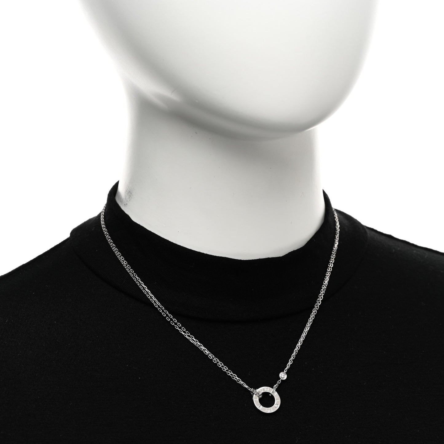 18K White Gold 2 Diamond LOVE Necklace