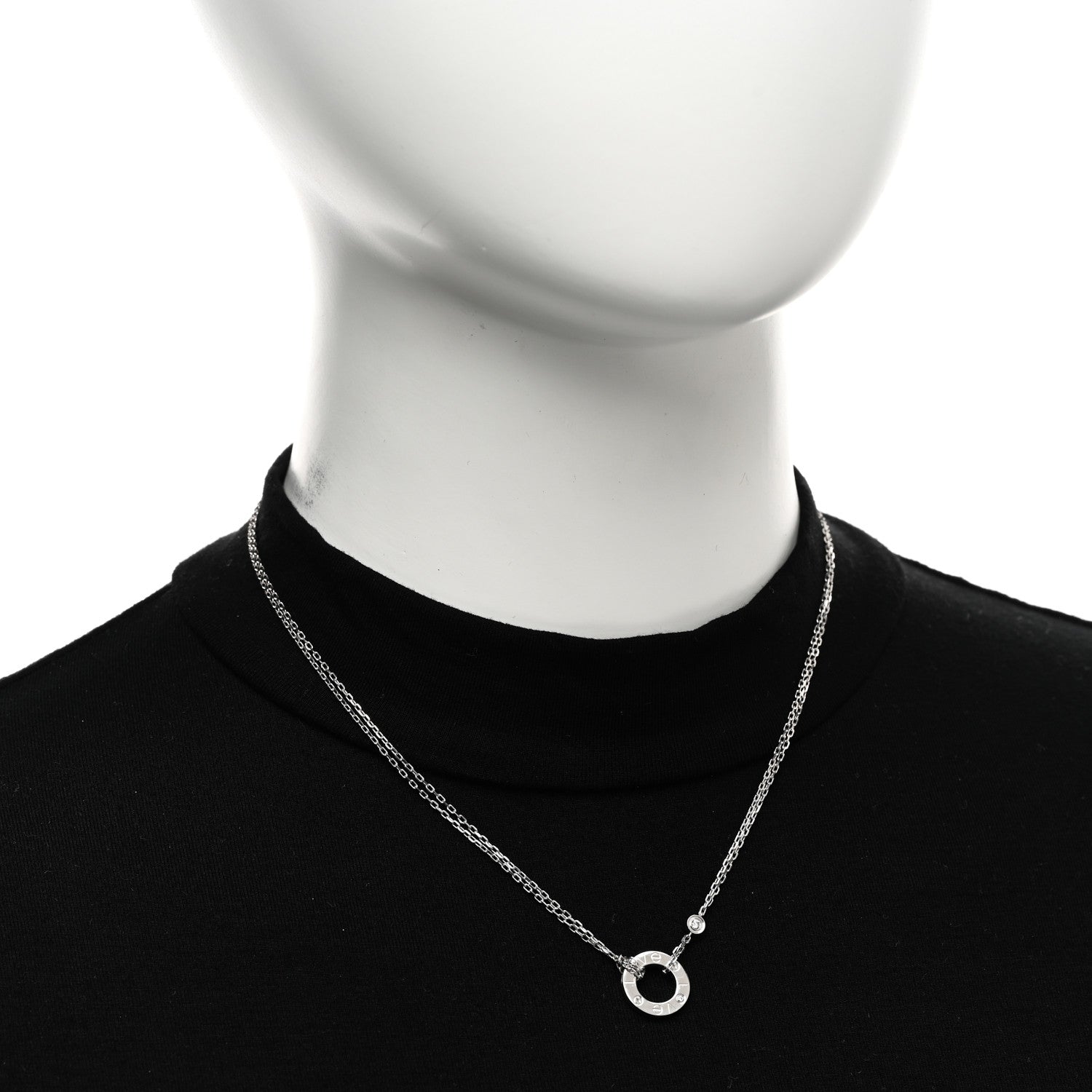 Cartier 18K White Gold 2 Diamond LOVE Necklace 2 of 4