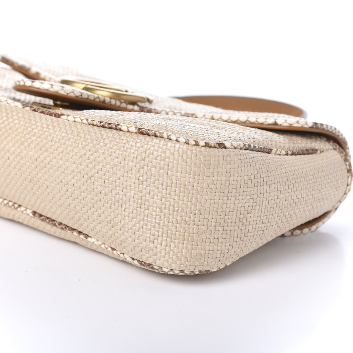 Raffia Elaphe Matelasse Small GG Marmont Shoulder Bag Natural Cream Brown