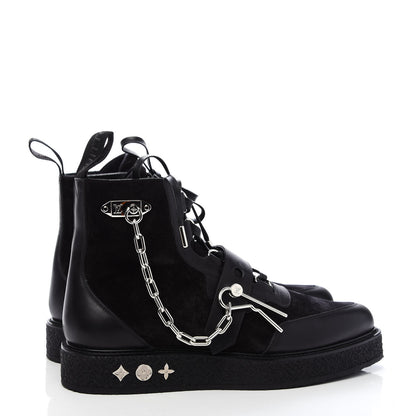 Louis Vuitton Calfskin Suede Mens Creeper Ankle Boots 9.5 Black 4 of 8