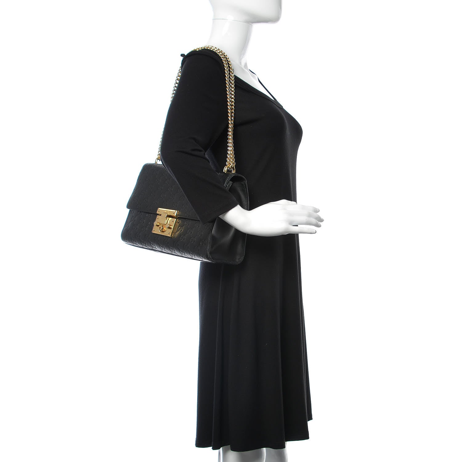 Gucci Guccissima Medium Padlock Shoulder Bag Black 2 of 15