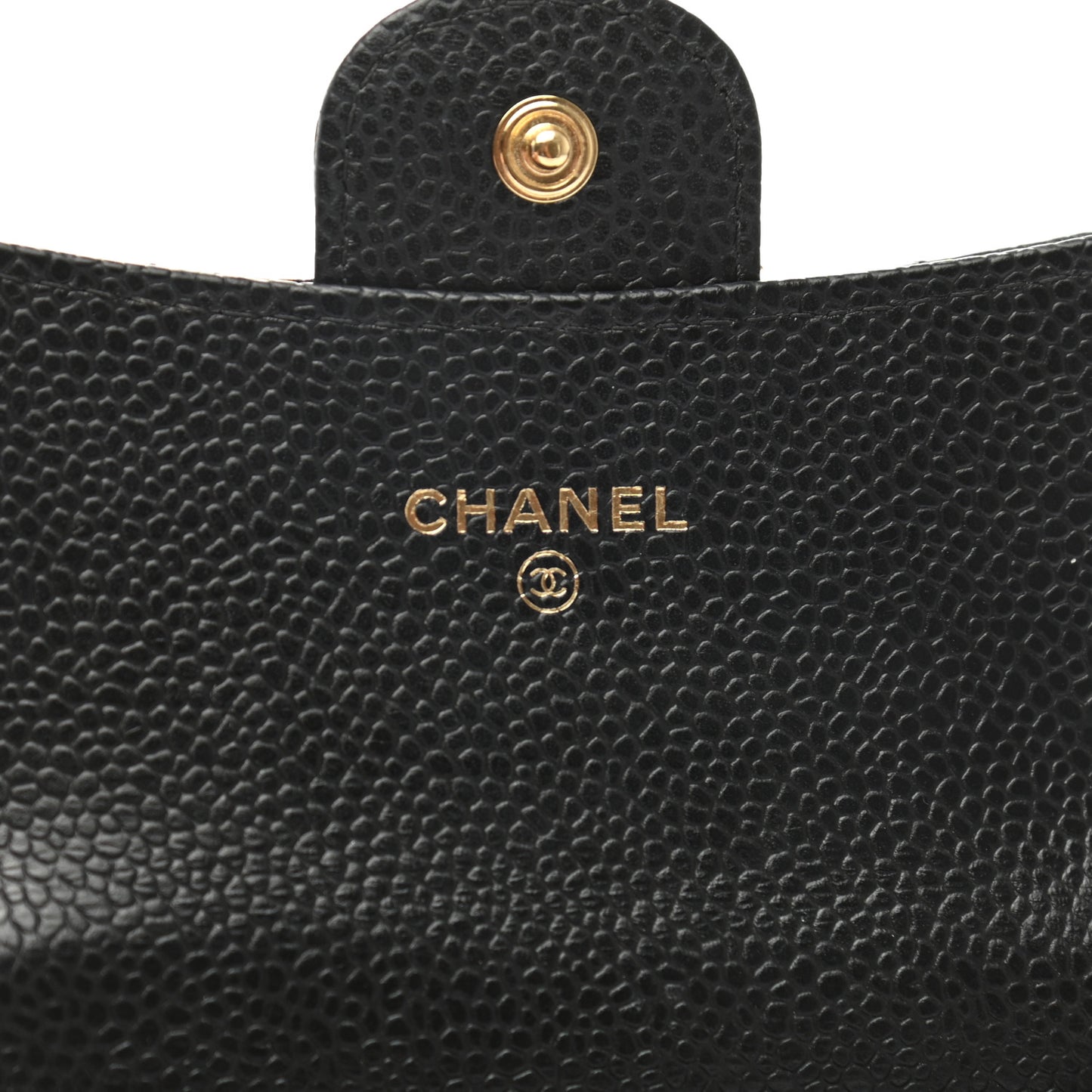 Caviar Quilted Flap Card Holder Black