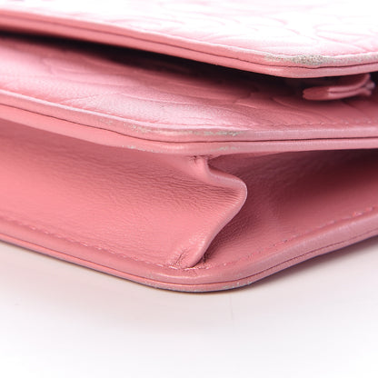 Chanel Lambskin Camellia Embossed Wallet On Chain WOC Pink 11 of 16