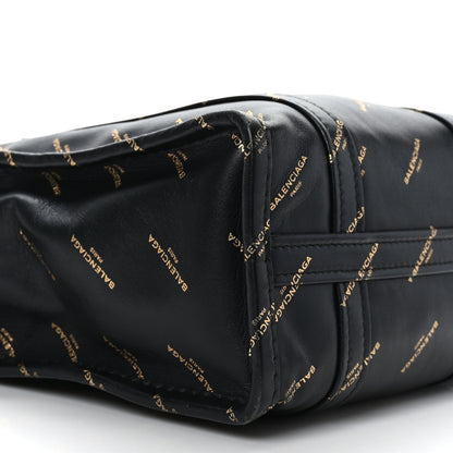 Balenciaga Calfskin Allover Logo XS Bazar Shopper Tote Black Gold 8 of 9