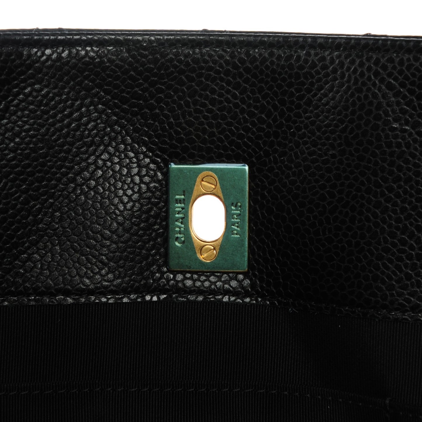 Caviar Quilted Shopping Tote Black