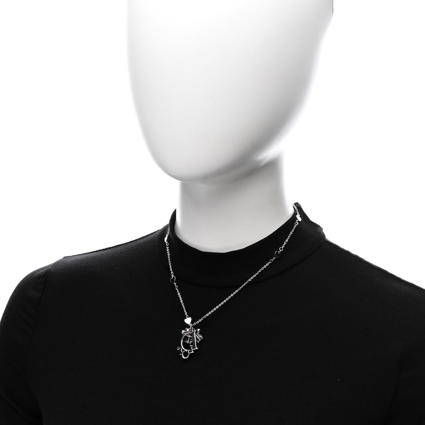 Metal Lily Charm Necklace Silver