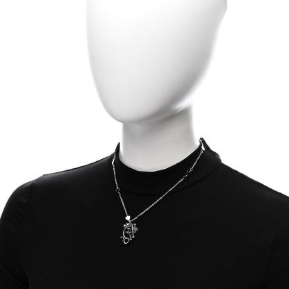 Christian Dior Metal Lily Charm Necklace Silver 2 of 5