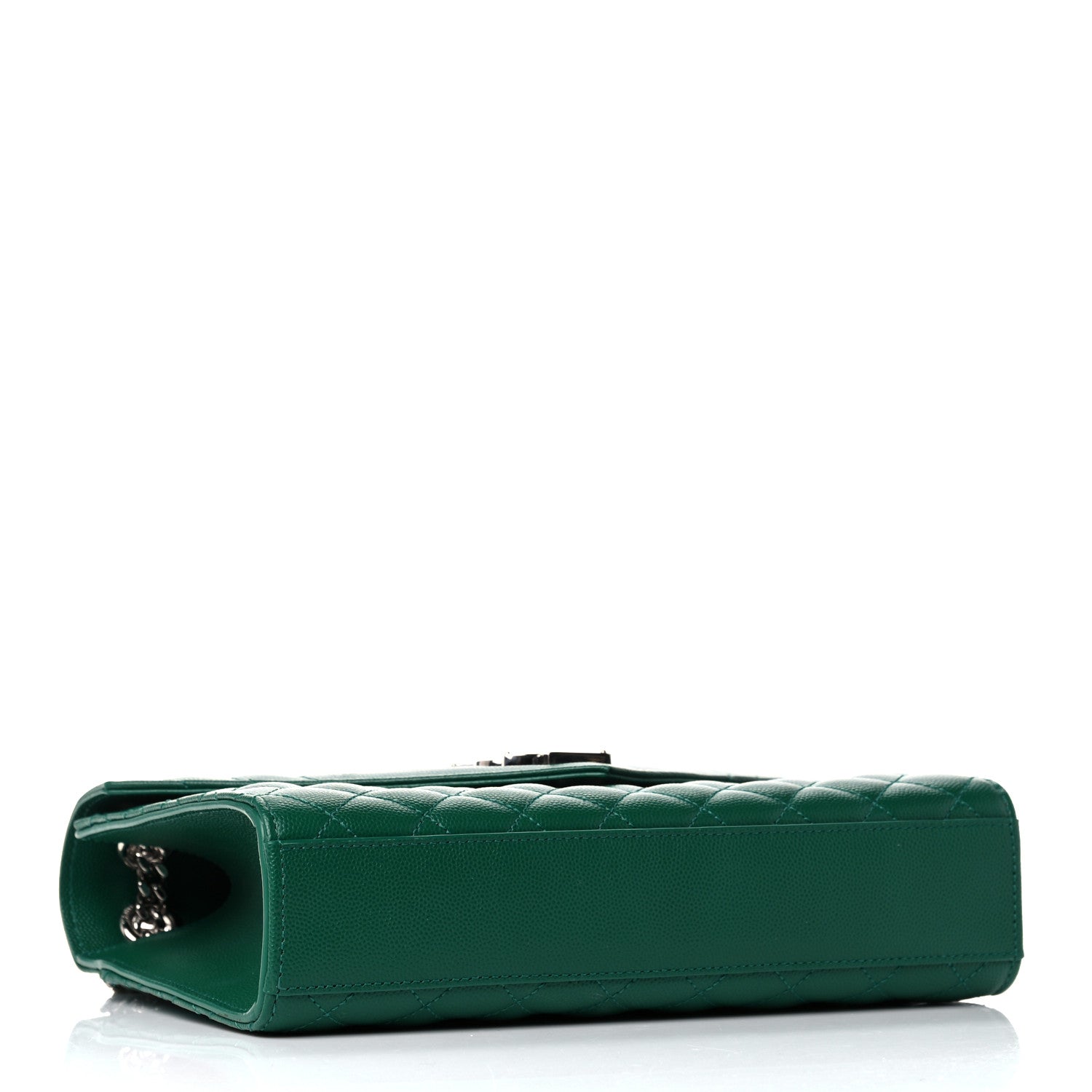 Saint Laurent Grain De Poudre Textured Mixed Matelasse Triquilt Medium Monogram Satchel Green 4 of 16