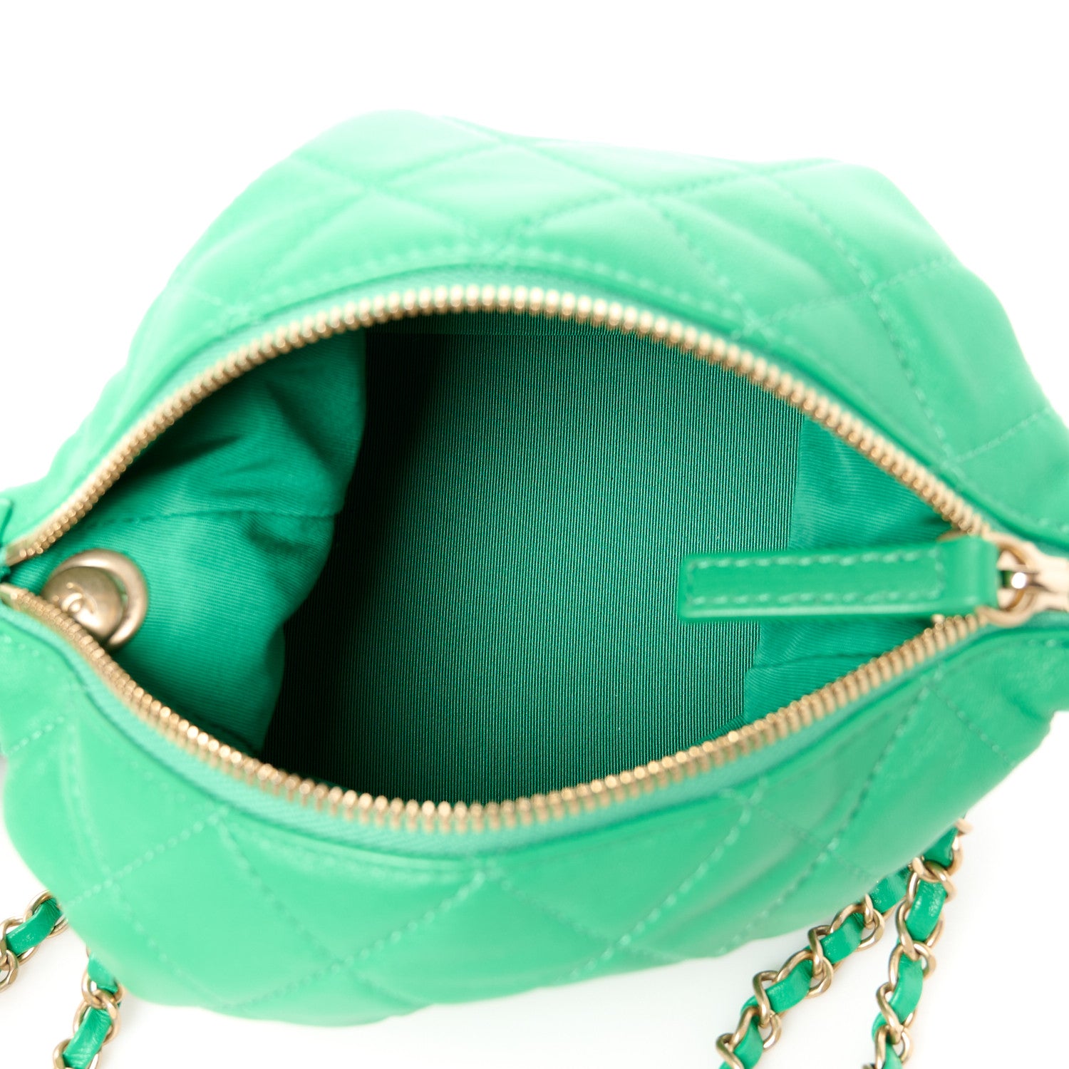 Chanel Lambskin Quilted Small Perfect Meeting Hobo Green 5 of 10