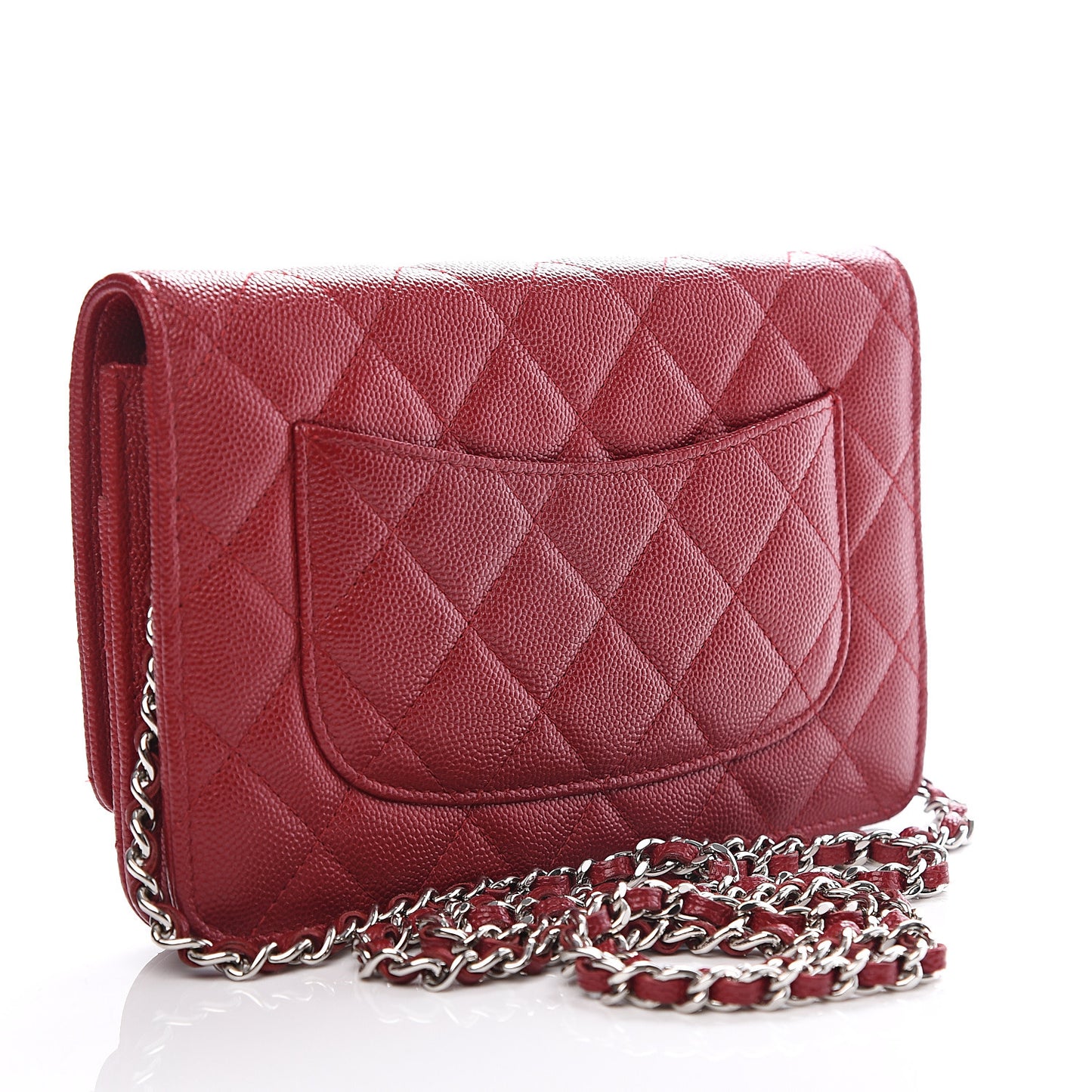 Caviar Quilted Wallet on Chain WOC Red