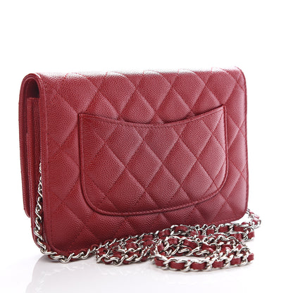 Chanel Caviar Quilted Wallet on Chain WOC Red 2 of 11